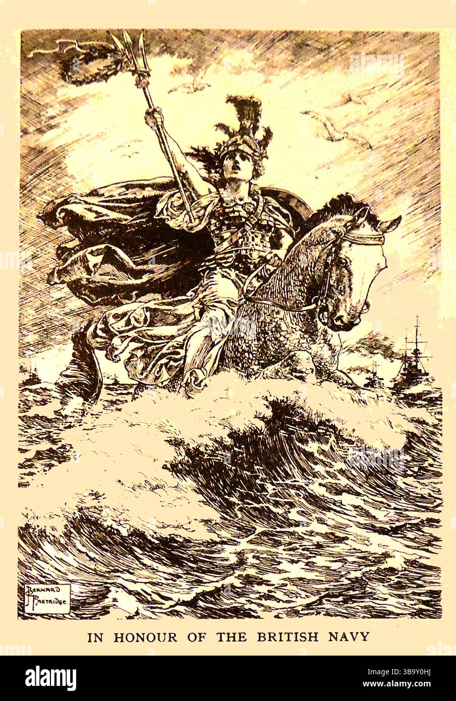 Una vignetta politica del 1918 di Sir Bernard Partridge che commemora il successo della marina britannica sulla flotta tedesca resa durante la prima guerra mondiale. Foto Stock