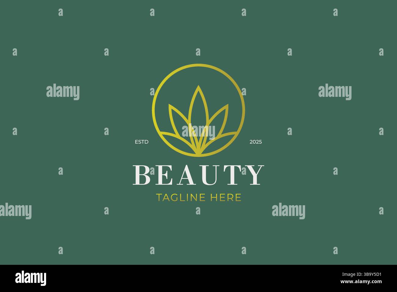 Elegante logo Green Beauty con simbolo a foglia per il marchio biologico e benessere Illustrazione Vettoriale