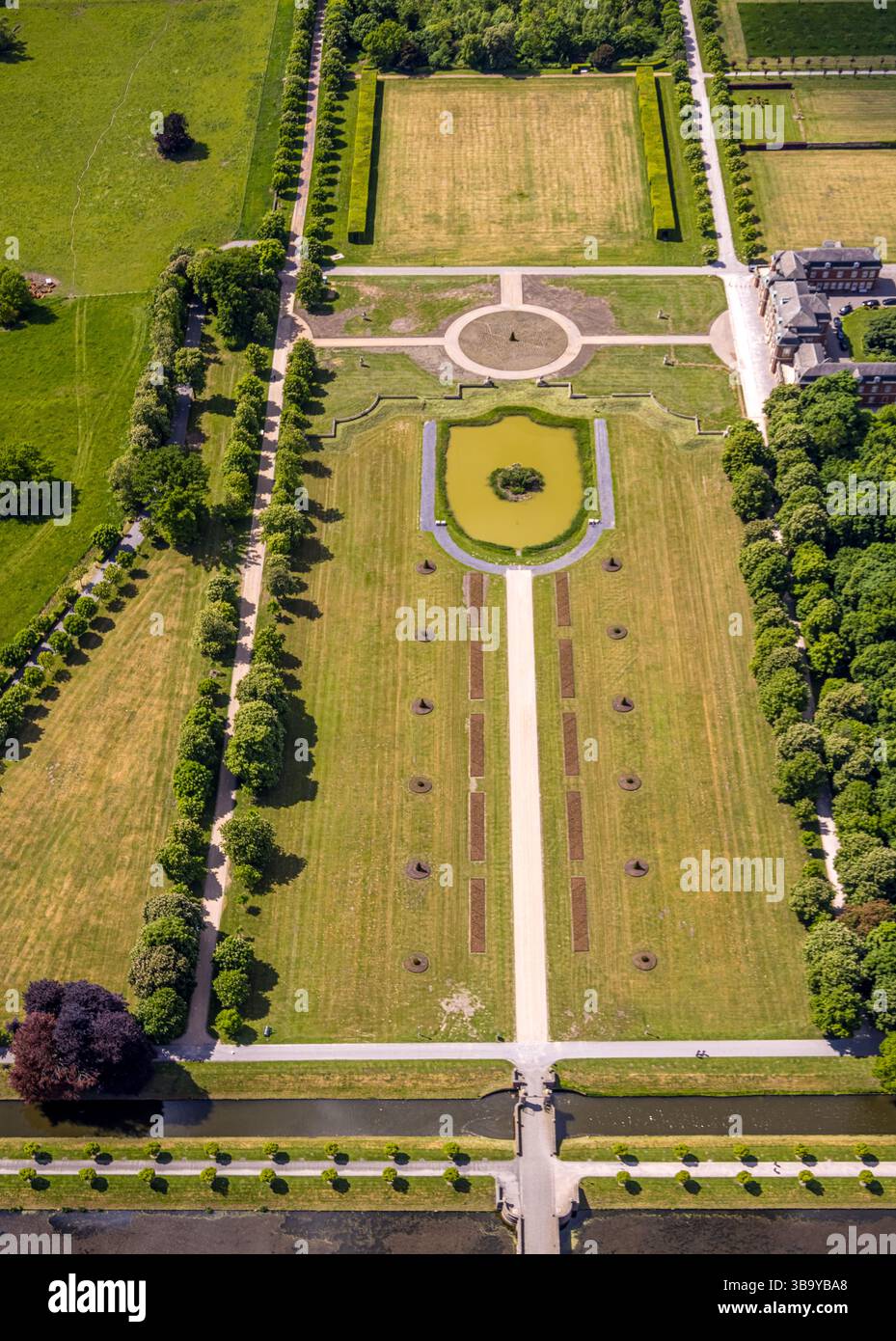 Luftbild, Westpark Schlosspark am Schloss Nordkirchen, barocca Schlossanlage, Nordkirchen, Münsterland, Nordrhein-Westfalen, Germania Foto Stock