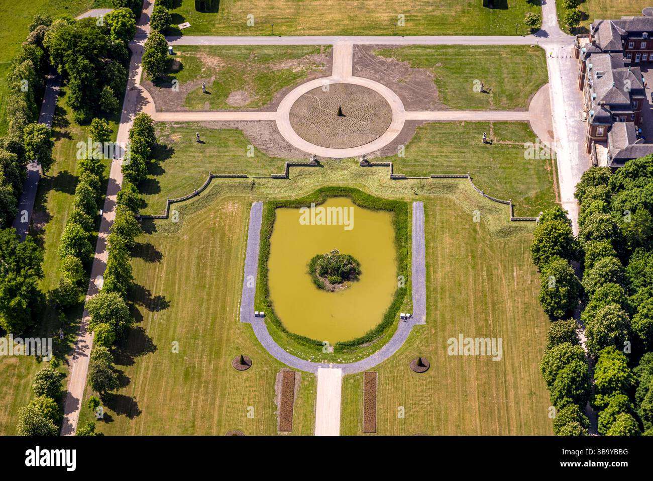Luftbild, Westpark Schlosspark am Schloss Nordkirchen, barocca Schlossanlage, Nordkirchen, Münsterland, Nordrhein-Westfalen, Germania Foto Stock