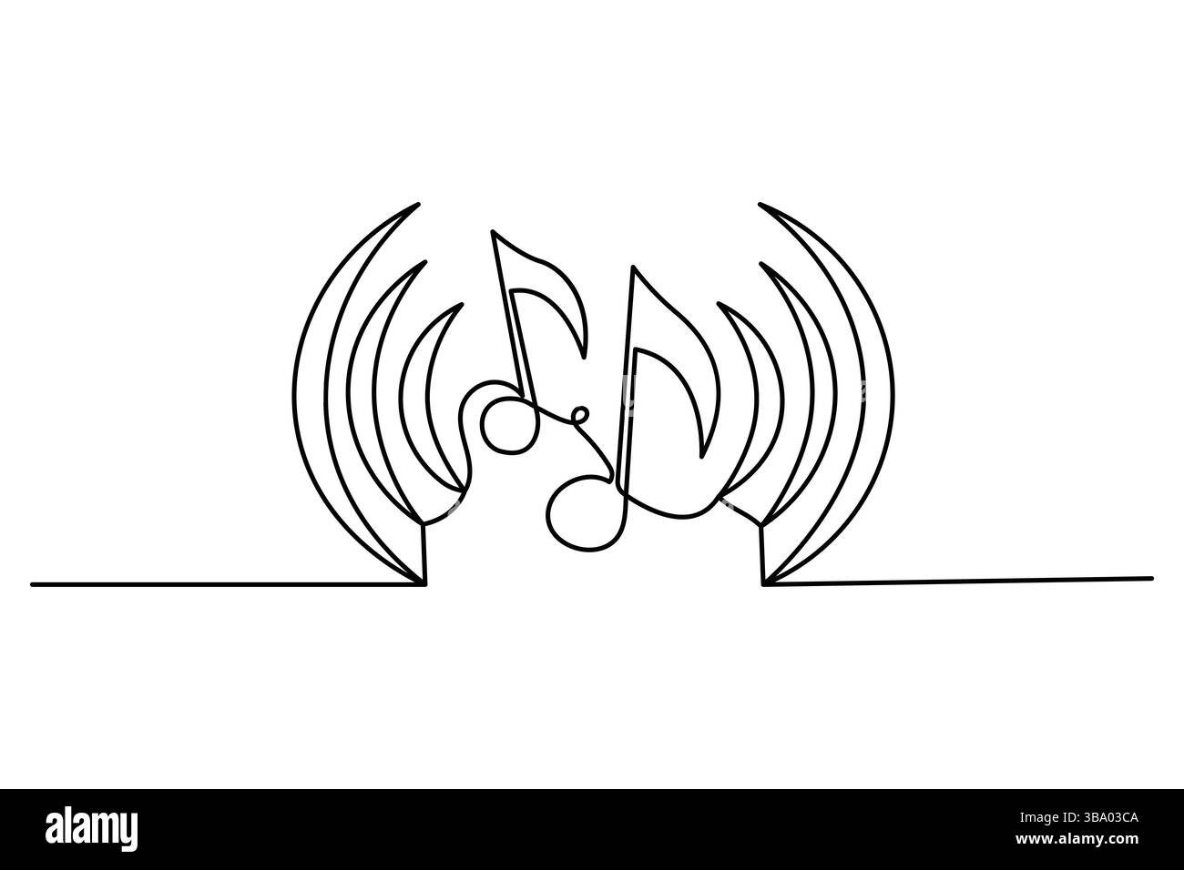 Musica a una linea disegnando un'astrazione vettoriale continua su uno stile minimalista bianco Illustrazione Vettoriale
