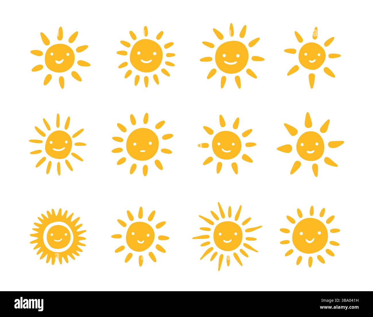 Illustrazioni Smiling Sun Set di illustrazioni vettoriali Illustrazione Vettoriale