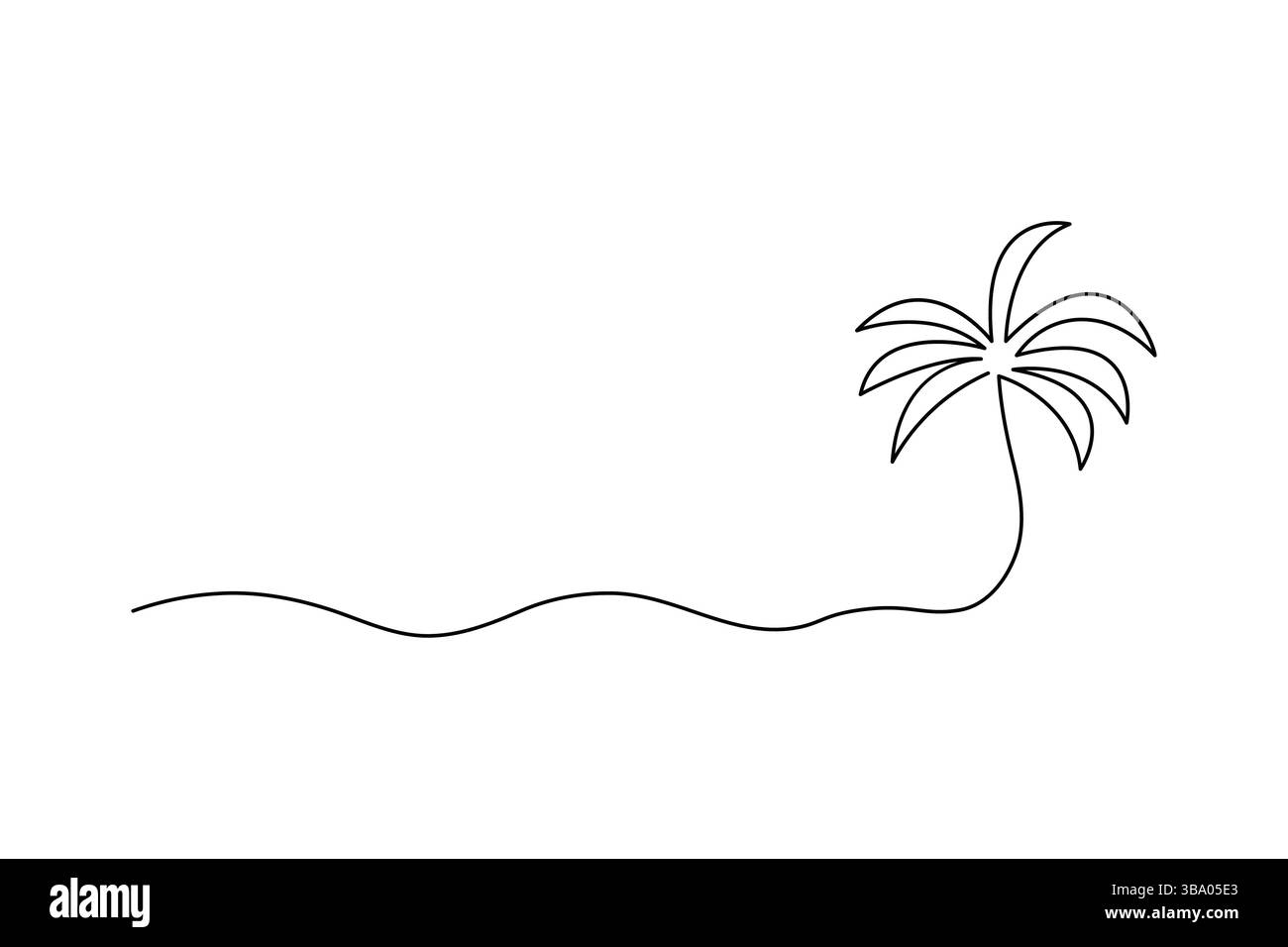 Disegno grafico a una linea continua di palma con design vettoriale minimalista Illustrazione Vettoriale