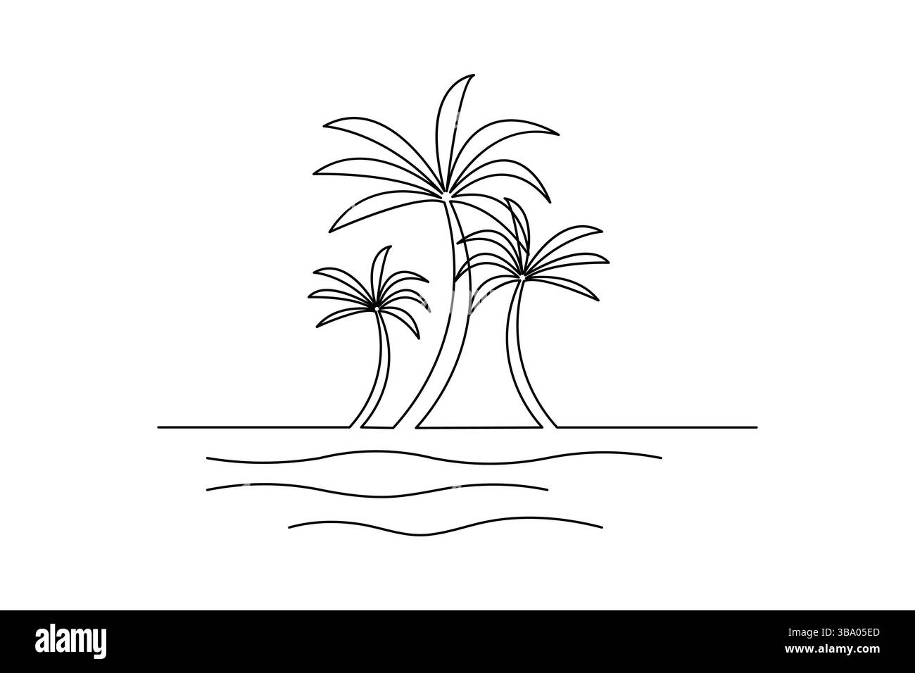 Disegno grafico a una linea continua di palma con design vettoriale minimalista Illustrazione Vettoriale