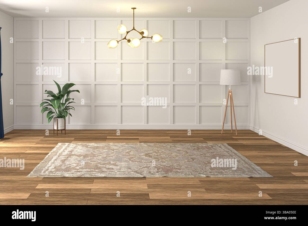 Rappresentazione 3d della stanza interna vuota. Design moderno degli interni. Mockup degli interni Foto Stock Rappresentazione 3d della stanza interna vuota. Design moderno degli interni. Mockup degli interni Foto Stock