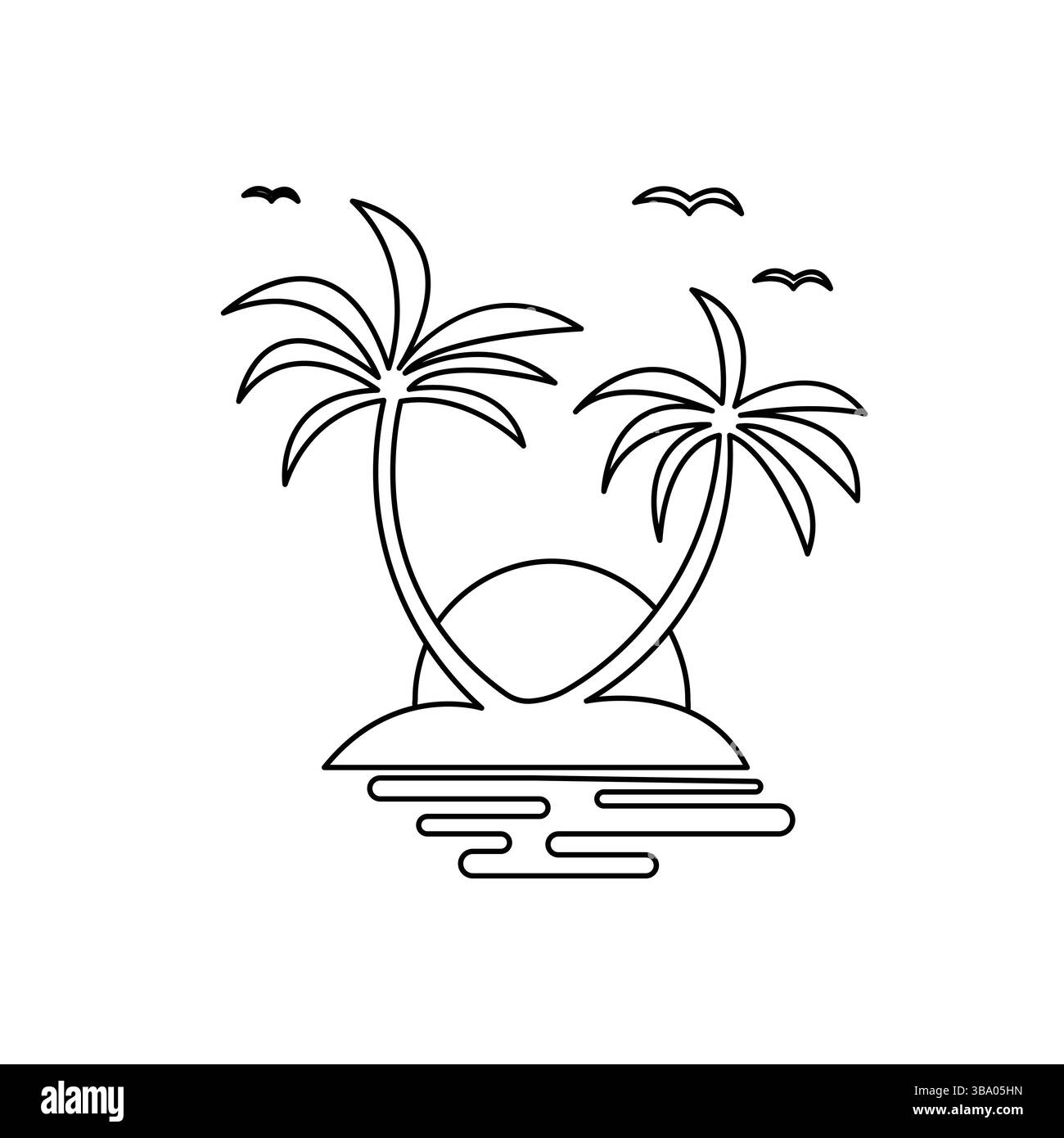 Disegno grafico a una linea continua di palma con design vettoriale minimalista Illustrazione Vettoriale