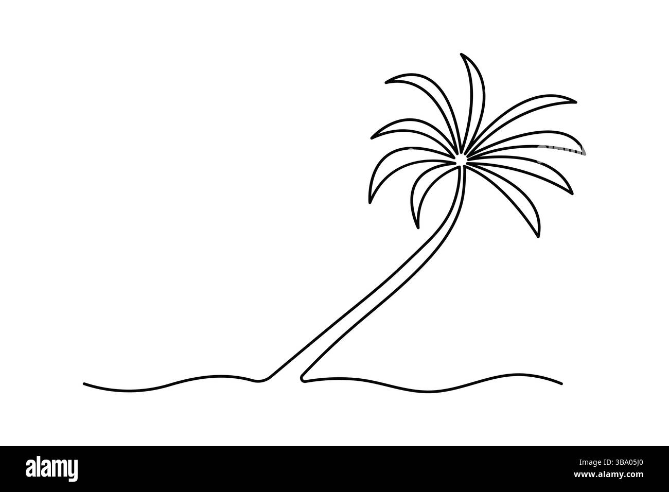 Disegno grafico a una linea continua di palma con design vettoriale minimalista Illustrazione Vettoriale