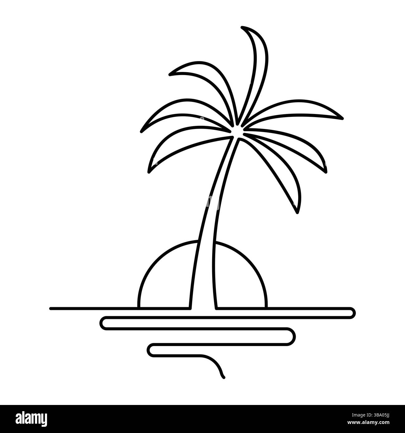 Disegno grafico a una linea continua di palma con design vettoriale minimalista Illustrazione Vettoriale