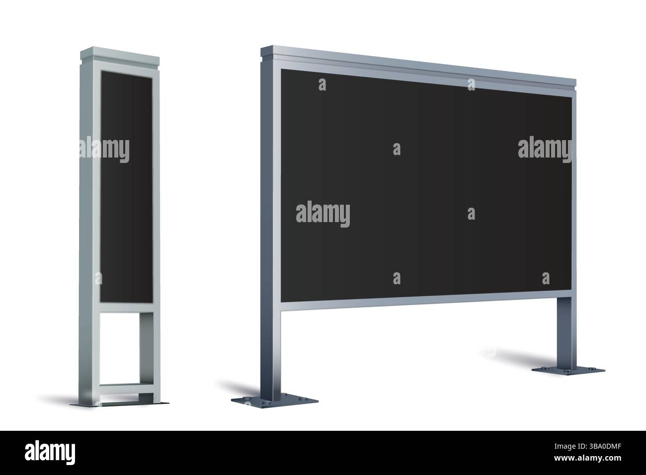 3D Light Box Signage Mockup Vector, cartellone formato città, cartellone realistico 3d. Illustrazione Vettoriale