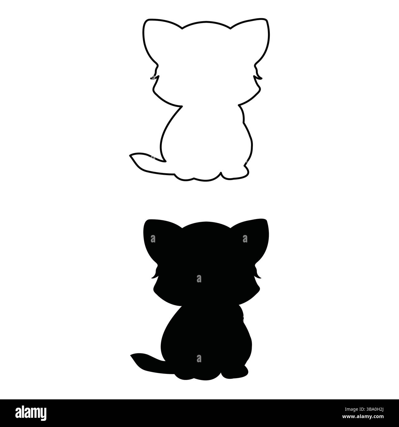 Illustrazione vettoriale del profilo e della silhouette Cat – Design semplice in bianco e nero Illustrazione Vettoriale