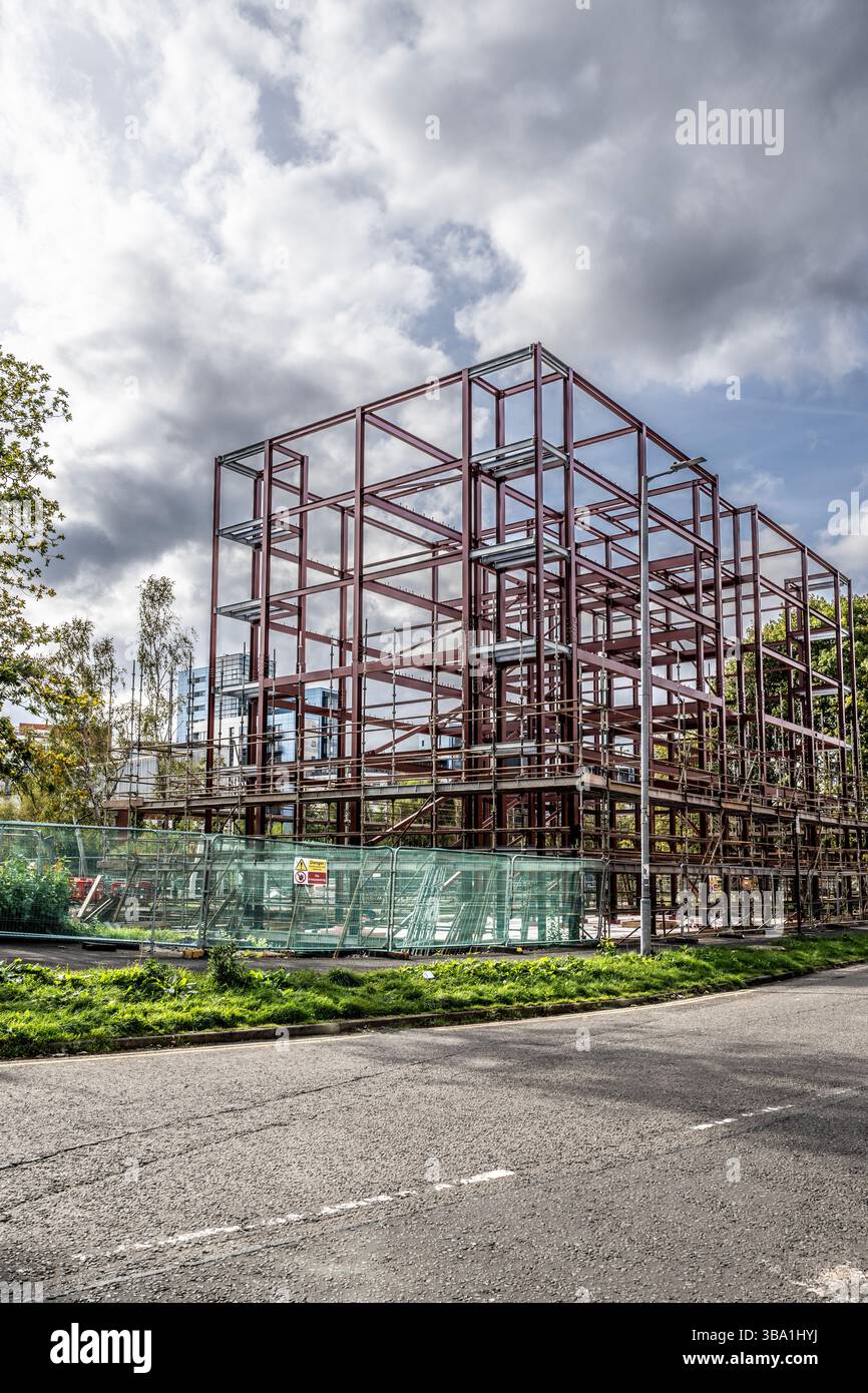 Cantiere con struttura in acciaio Foto Stock