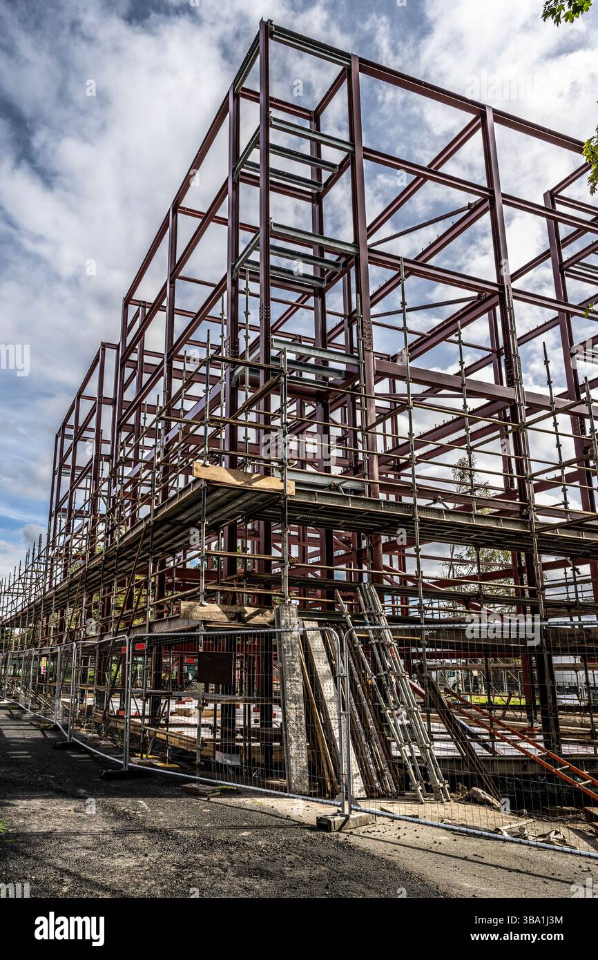 Cantiere con struttura in acciaio Foto Stock