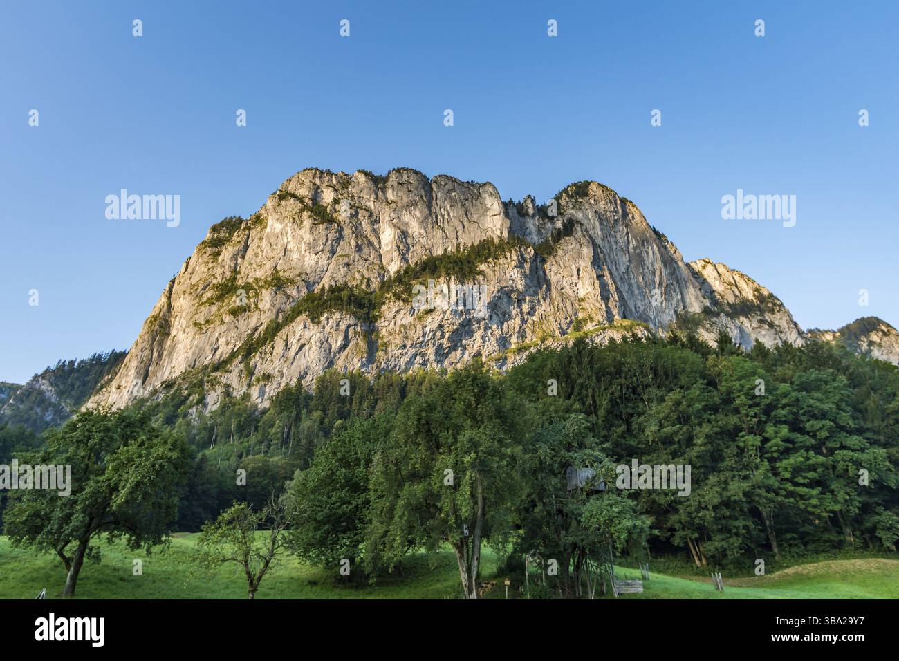 Arrampicata sul Drachenwand via ferrata presso la bella Mondsee Foto Stock