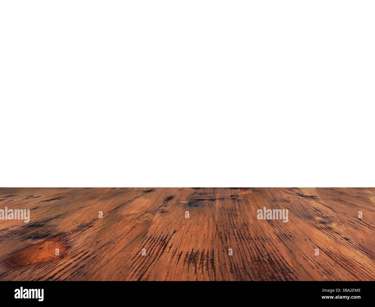 Tavolo in legno di quercia marrone vecchio verniciato isolato su sfondo bianco. tavolo di legno Foto Stock