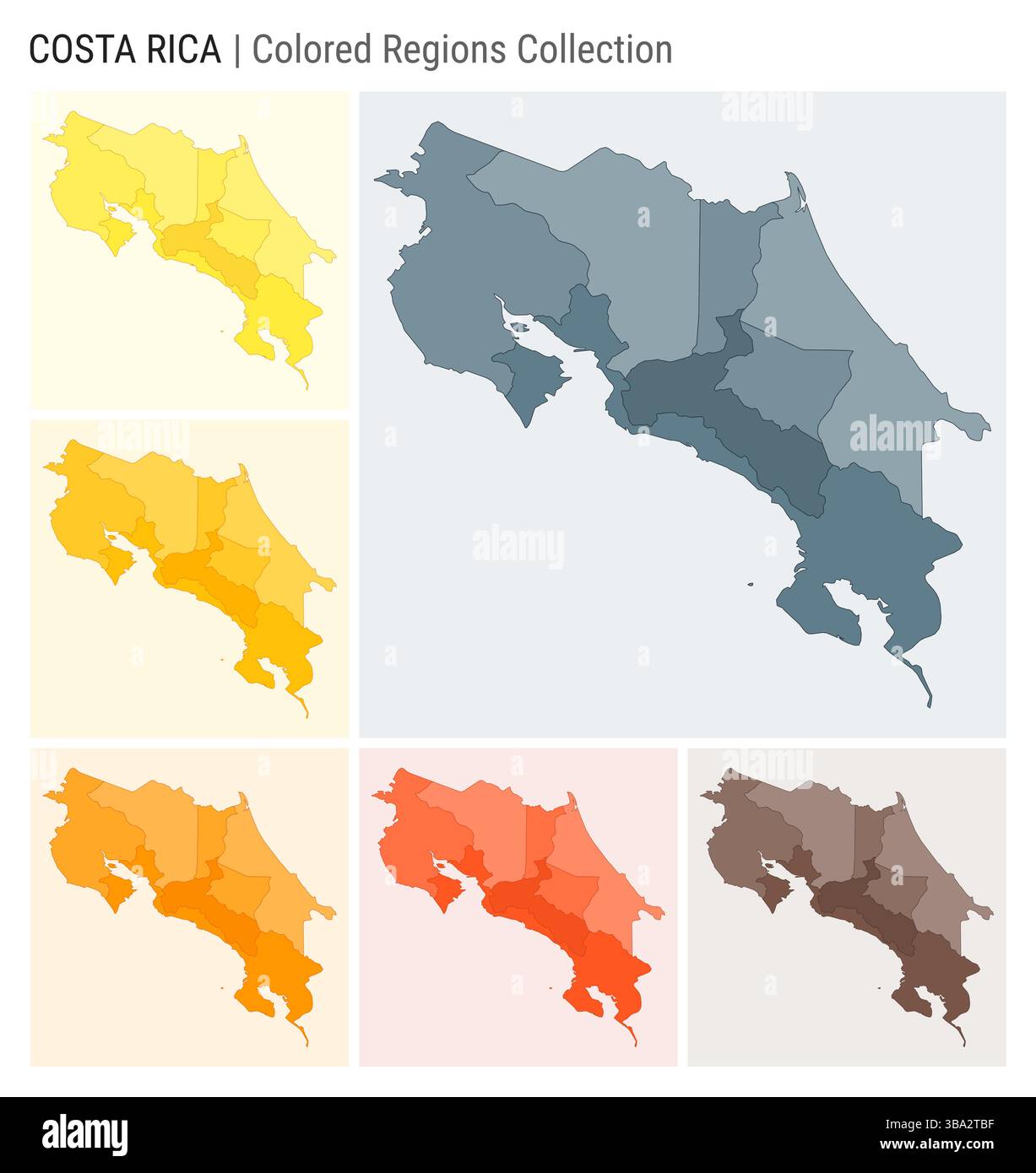 Mapa de las provincias de costa rica immagini e fotografie stock ad ...