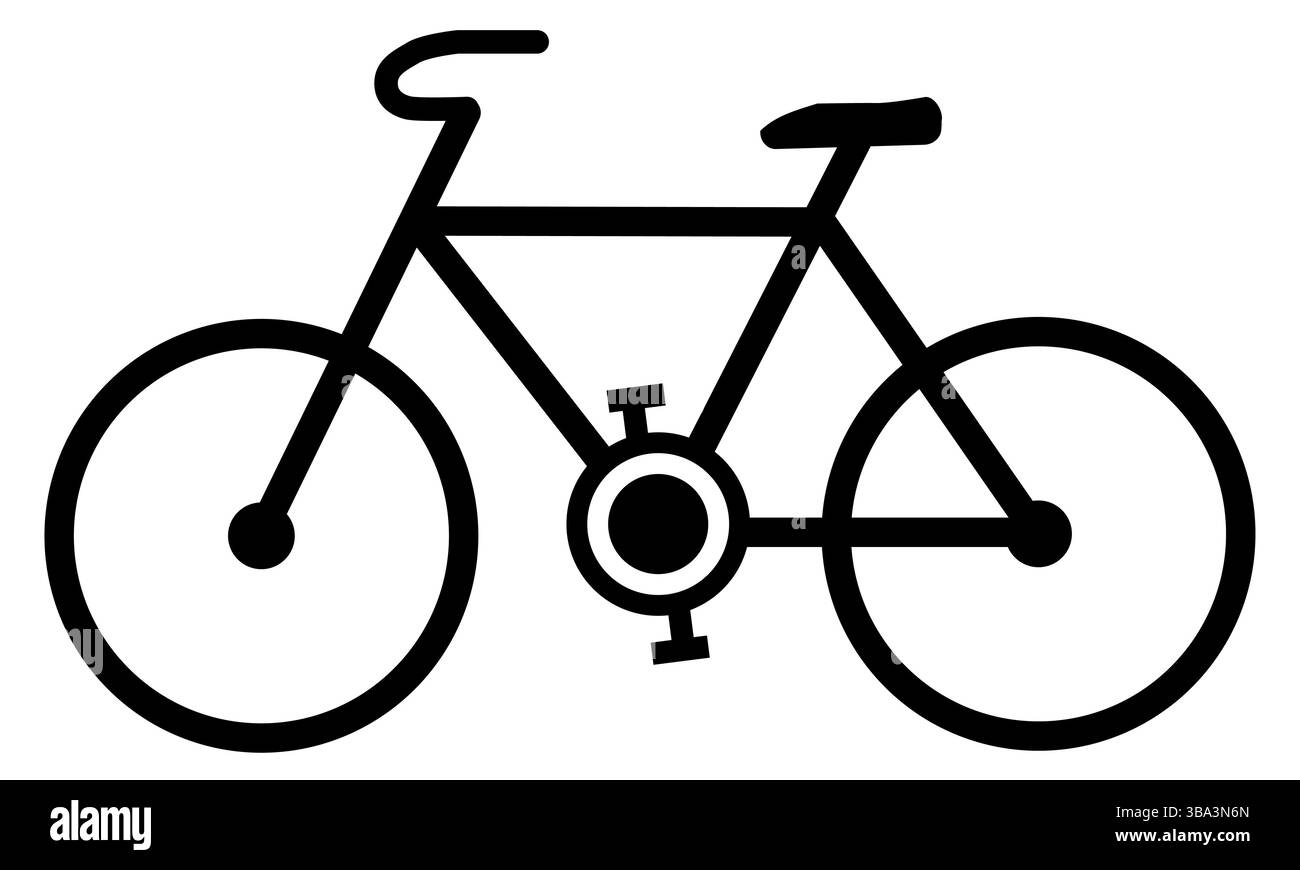 Semplice icona della bicicletta. Disegni di biciclette Black Lines su sfondo bianco Foto Stock