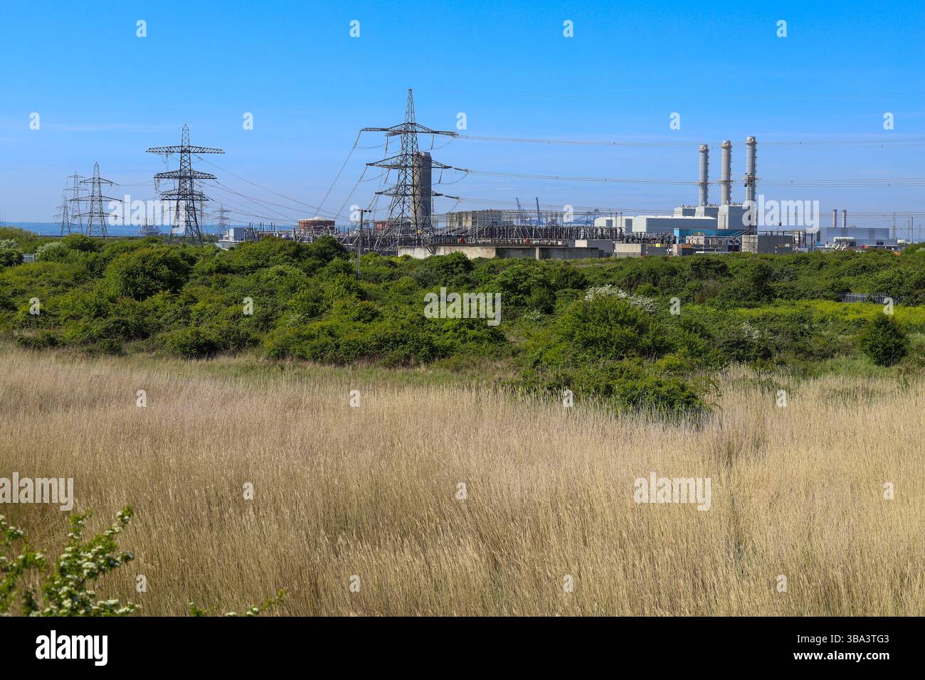 Medway Power Station è una centrale elettrica a ciclo combinato (CCGT) a gas sull'Isola di Grain nel Kent, adiacente al fiume Medway Foto Stock