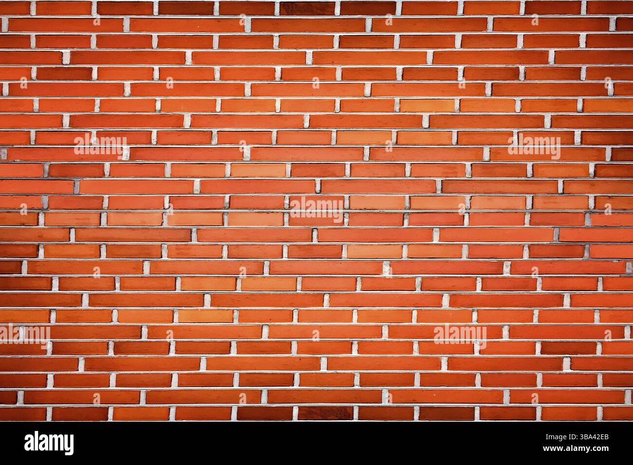 Rote Farbe Ziegelwand Fuer Ziegelarbeiten Hintergrund Design . Formato Panoramaformat Foto Stock