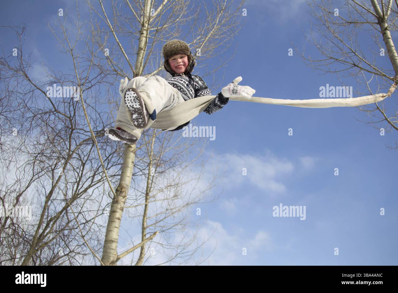 Bambino sulla corda swing Foto Stock