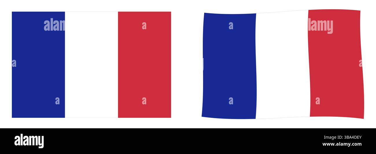 Bandiera della Francia. Versione semplice e leggermente ondulata Foto Stock