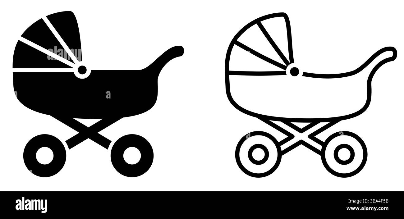 Semplice bambino trasporto icona, versione in bianco e nero Foto Stock