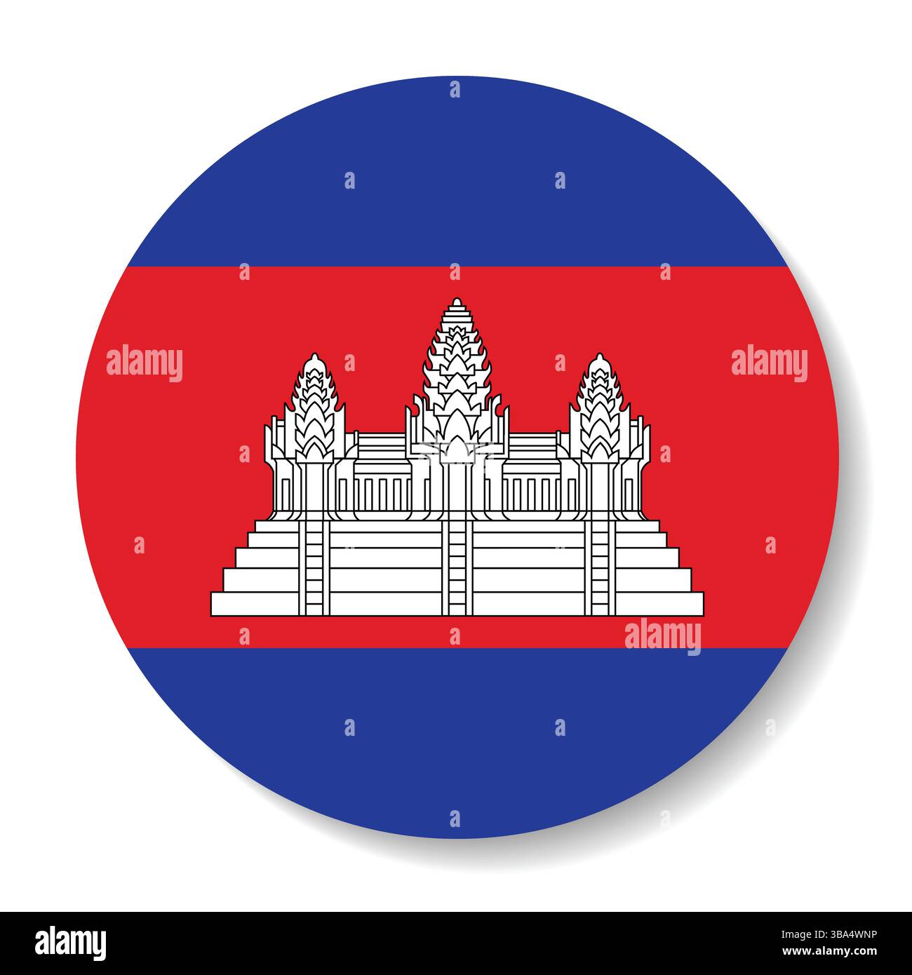 Bandiera della Cambogia. Icona del logo della bandiera del cerchio della Cambogia disegno dell'illustrazione vettoriale del computer. Illustrazione Vettoriale