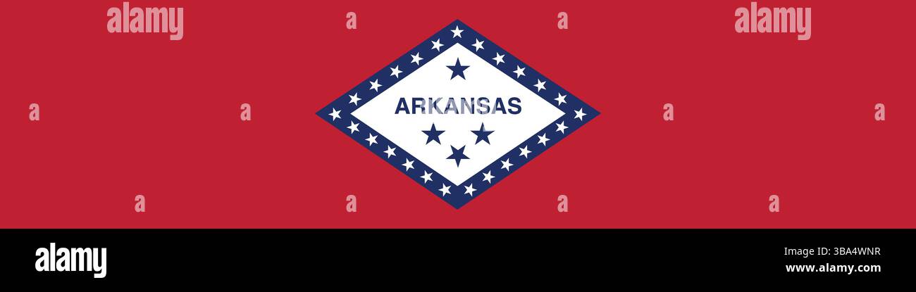 Bandiera dell'Arkansas. Illustrazione vettoriale digitale con banner lungo Arkansas. Illustrazione Vettoriale