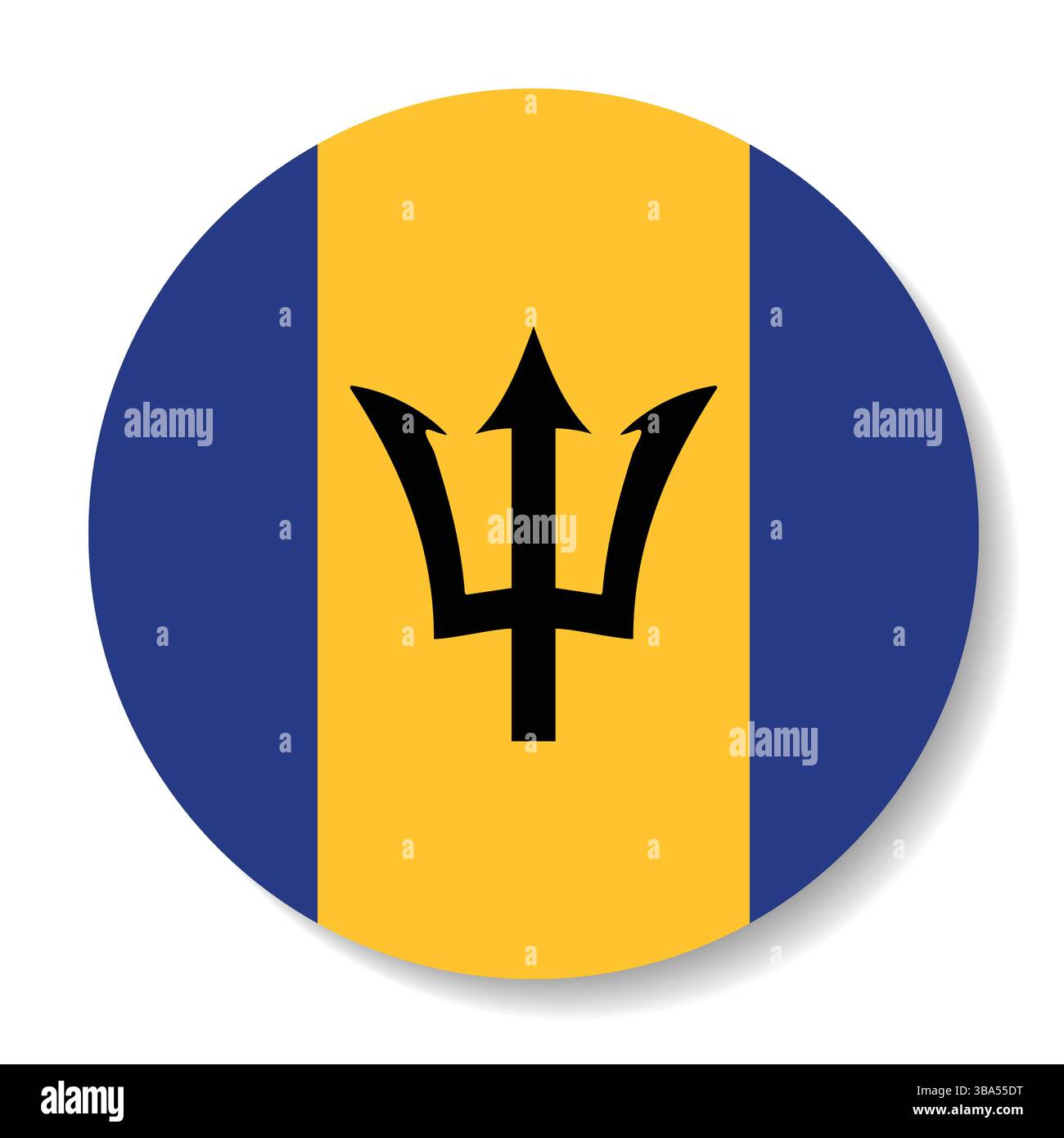 Bandiera delle Barbados. Icona del logo della bandiera circolare Barbados immagine vettoriale del computer. Illustrazione Vettoriale