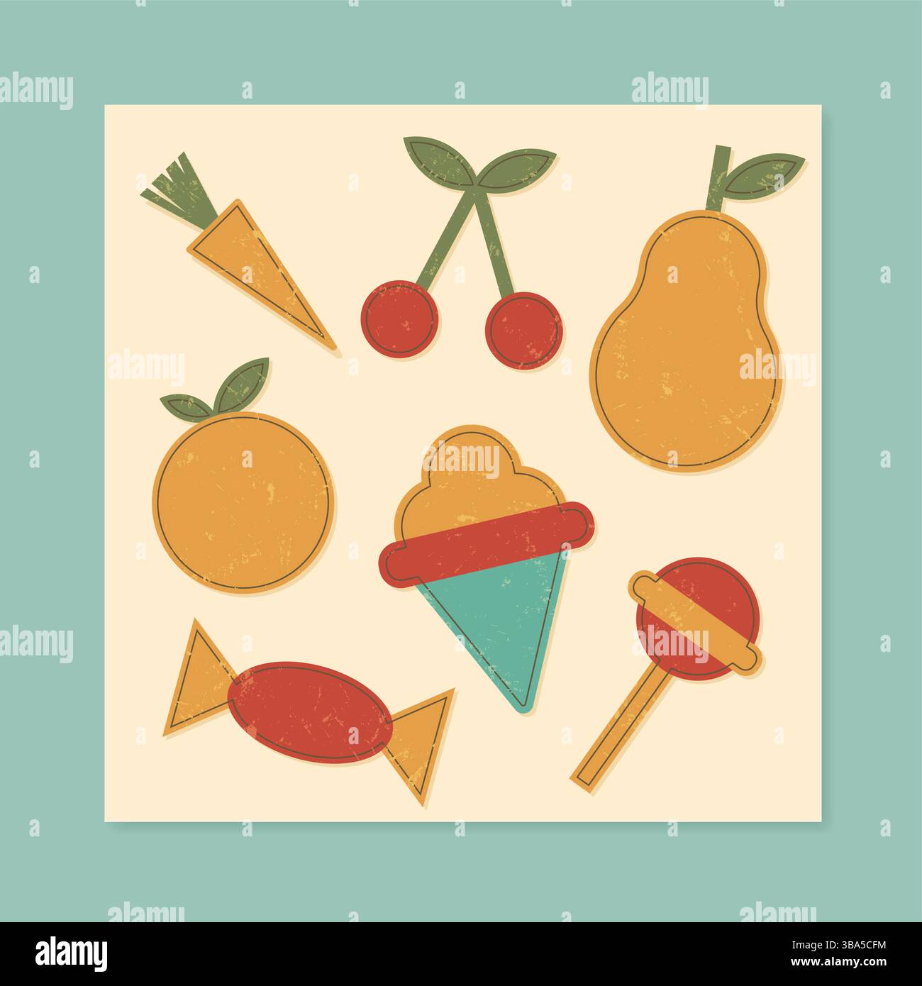 Set di adesivi retro Grunge Funky Illustrazione Vettoriale