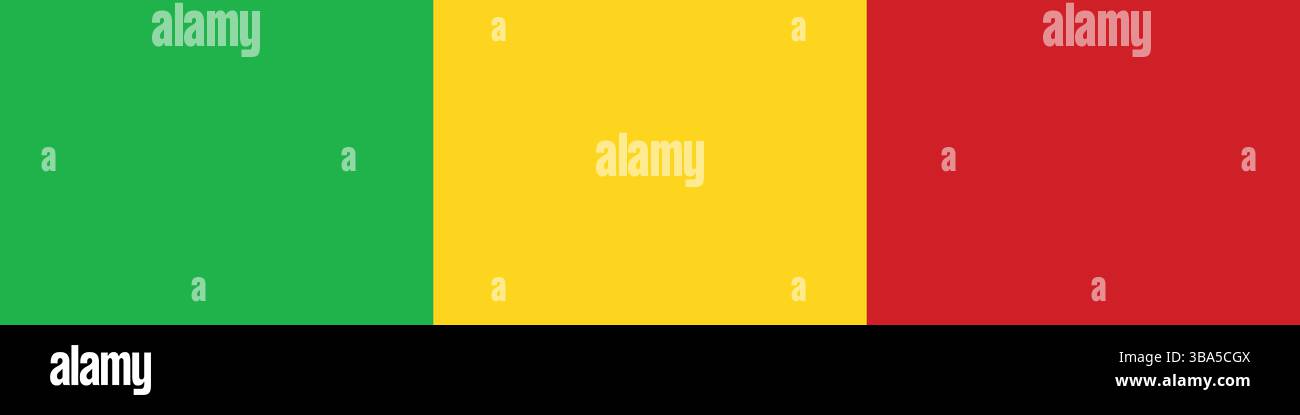 Bandiera del Mali. Illustrazione vettoriale digitale per striscioni lunghi Mali. Illustrazione Vettoriale