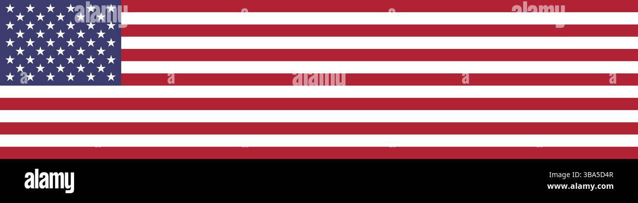 Bandiera degli Stati Uniti. Bandiera DEGLI STATI UNITI. Illustrazione vettoriale digitale con banner lungo bandiera americana. Illustrazione Vettoriale
