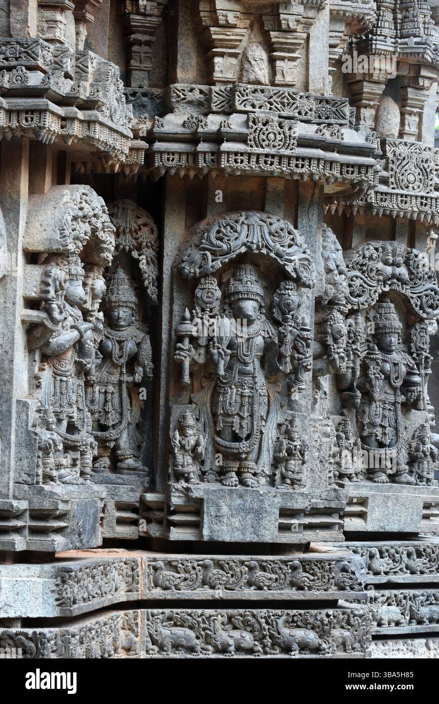 Somanathapura, Temple, Mysore, Karnataka, India, Hoysala, architettura, intricato, intagli, a forma di stella, simmetrico, sanctum, layout, sud, India Foto Stock