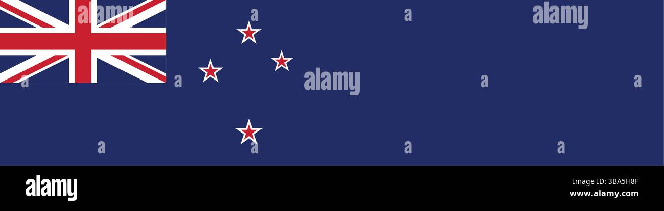 Bandiera della nuova Zelanda. Illustrazione vettoriale digitale banner lungo bandiera nuova Zelanda. Illustrazione Vettoriale