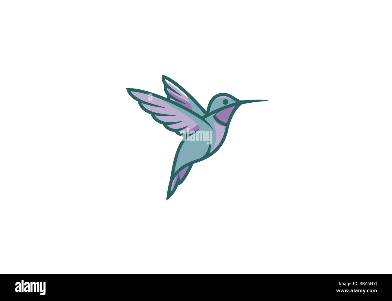 Vibrante illustrazione di Hummingbird in verde acqua e viola Illustrazione Vettoriale