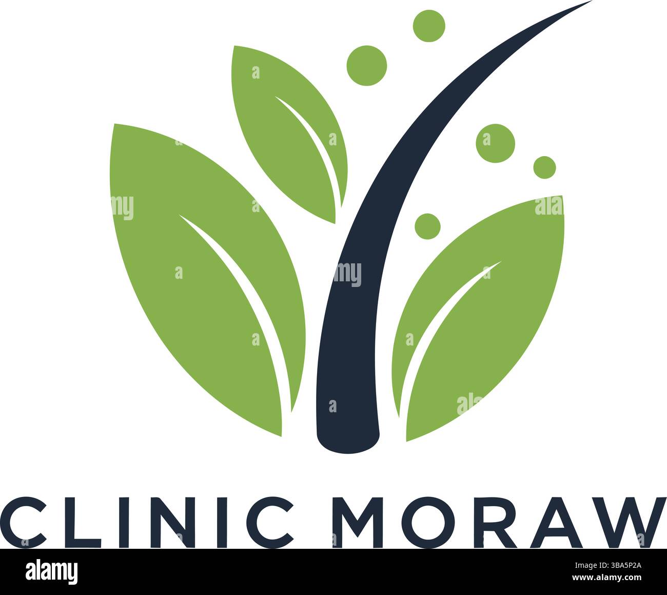 Logo Clinic Moraw con foglie verdi e design organico Illustrazione Vettoriale