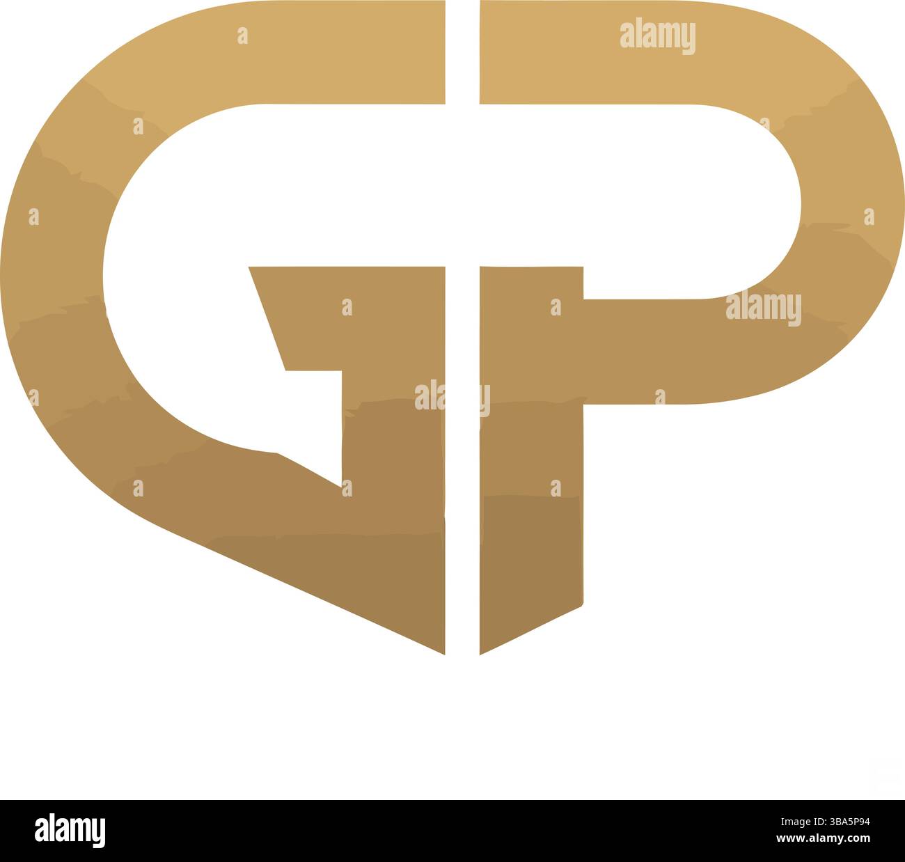 Elegante logo GP con moderno design geometrico in oro Illustrazione Vettoriale