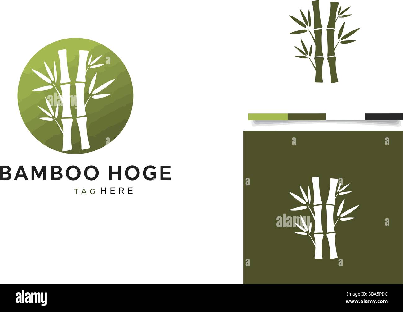 Logo in bambù con sfondo circolare verde Illustrazione Vettoriale