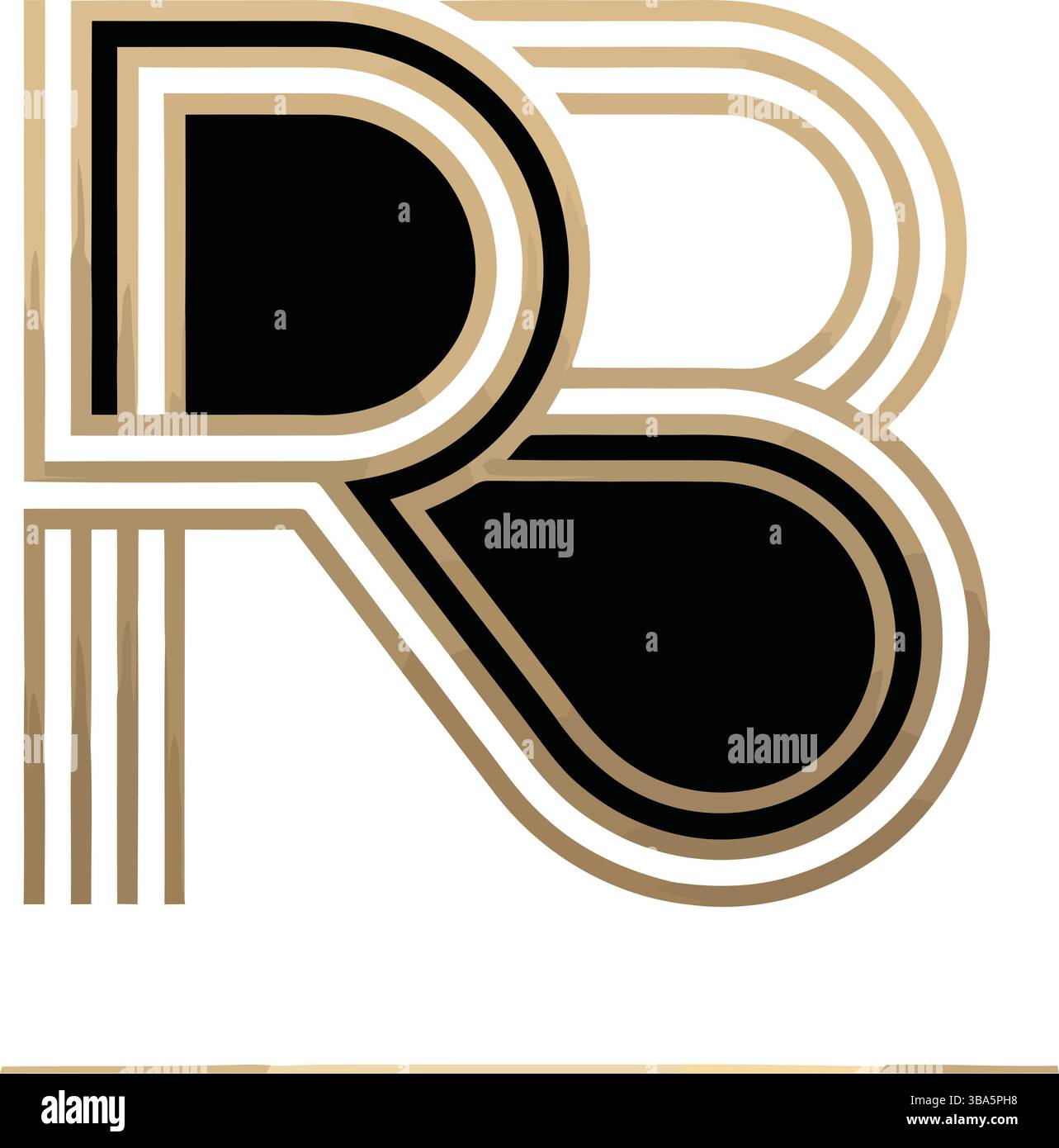 Elegante logo RB monogramma nero e oro Illustrazione Vettoriale
