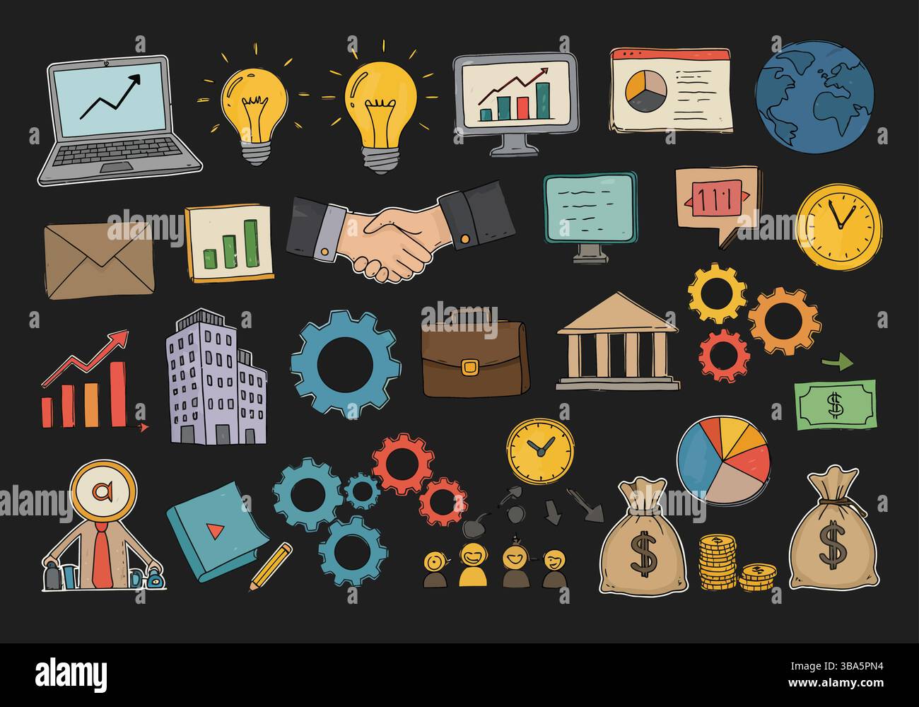 Icone business e finanza – immagini economiche e aziendali Illustrazione Vettoriale