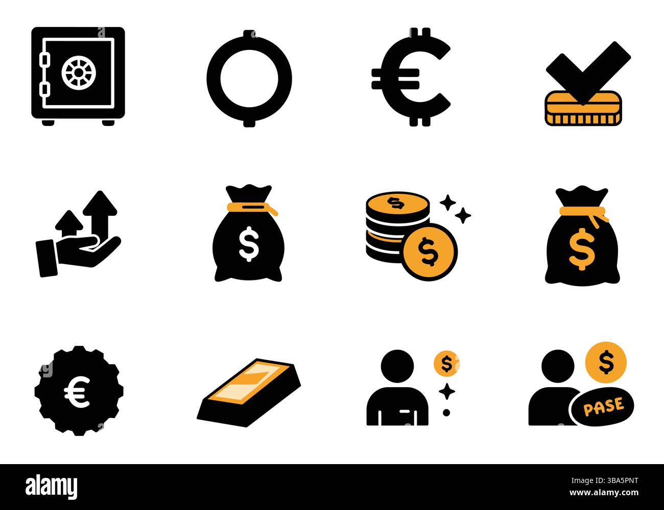 Icone finanza e valuta – simboli bancari e di gestione del denaro Illustrazione Vettoriale
