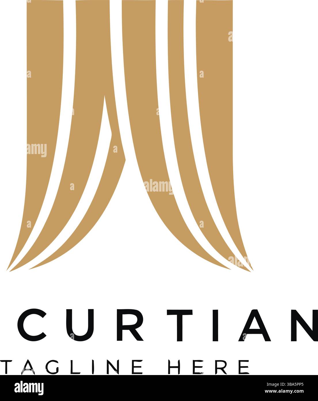 Logo Luxury Curtain con eleganti tendaggi dorati Illustrazione Vettoriale