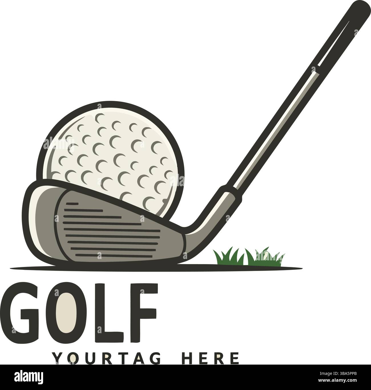 Golf club e pallone - Branding sportivo dinamico Illustrazione Vettoriale