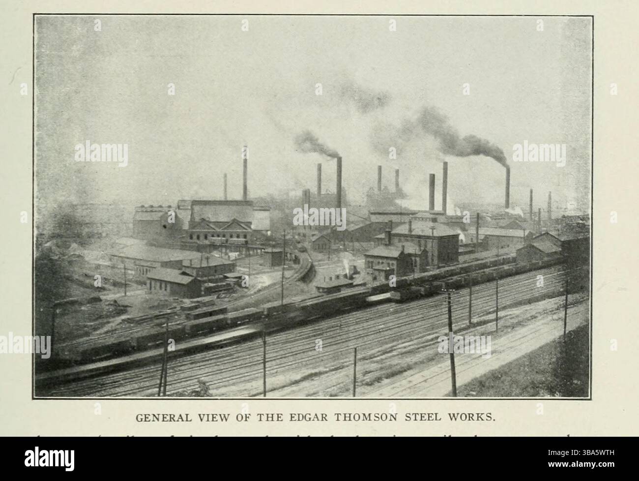 VISTA GENERALE DELLE ACCIAIERIE EDGAR THOMSON. Dall'articolo ELETTRICITÀ NELLA MODERNA FABBRICAZIONE DELL'ACCIAIO. Di John Hays Smith della rivista Engineering dedicata al progresso industriale volume XXIV ottobre 1902 - marzo 1903 The Engineering Magazine Co Foto Stock