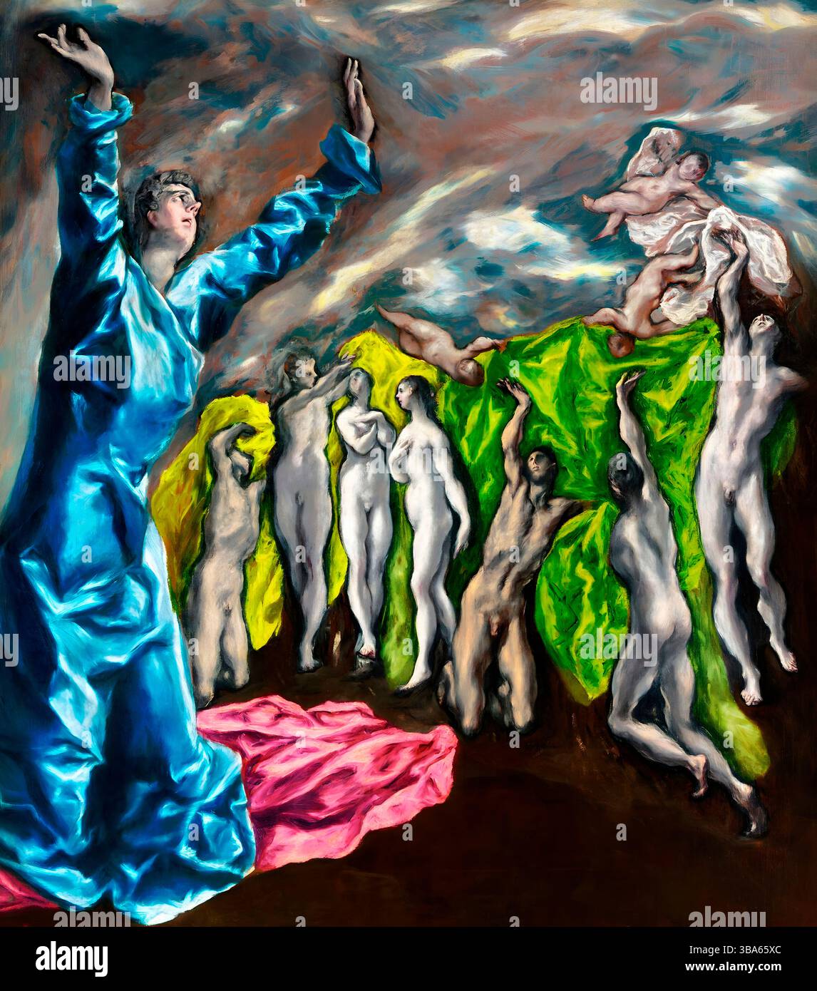 La visione di San Giovanni di El Greco (1608-1614), un capolavoro barocco spagnolo che raffigura la visione religiosa di San Giovanni. Doma pubblica ad alta risoluzione Foto Stock