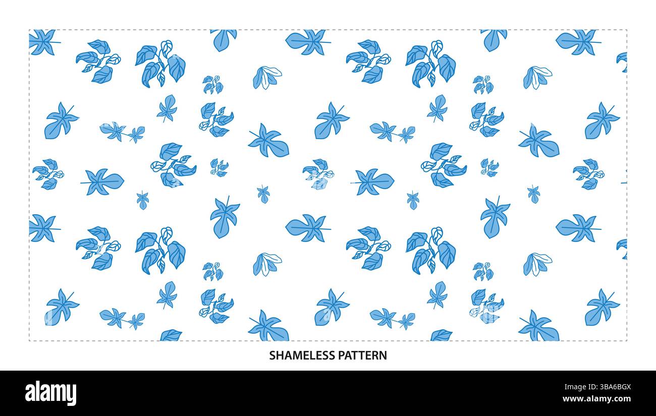 Semplice motivo floreale blu e lamina senza cuciture per un elegante design tessile Illustrazione Vettoriale