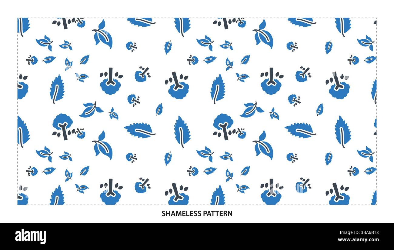 Elegante motivo floreale blu e lamina senza cuciture per un design tessile sofisticato Illustrazione Vettoriale