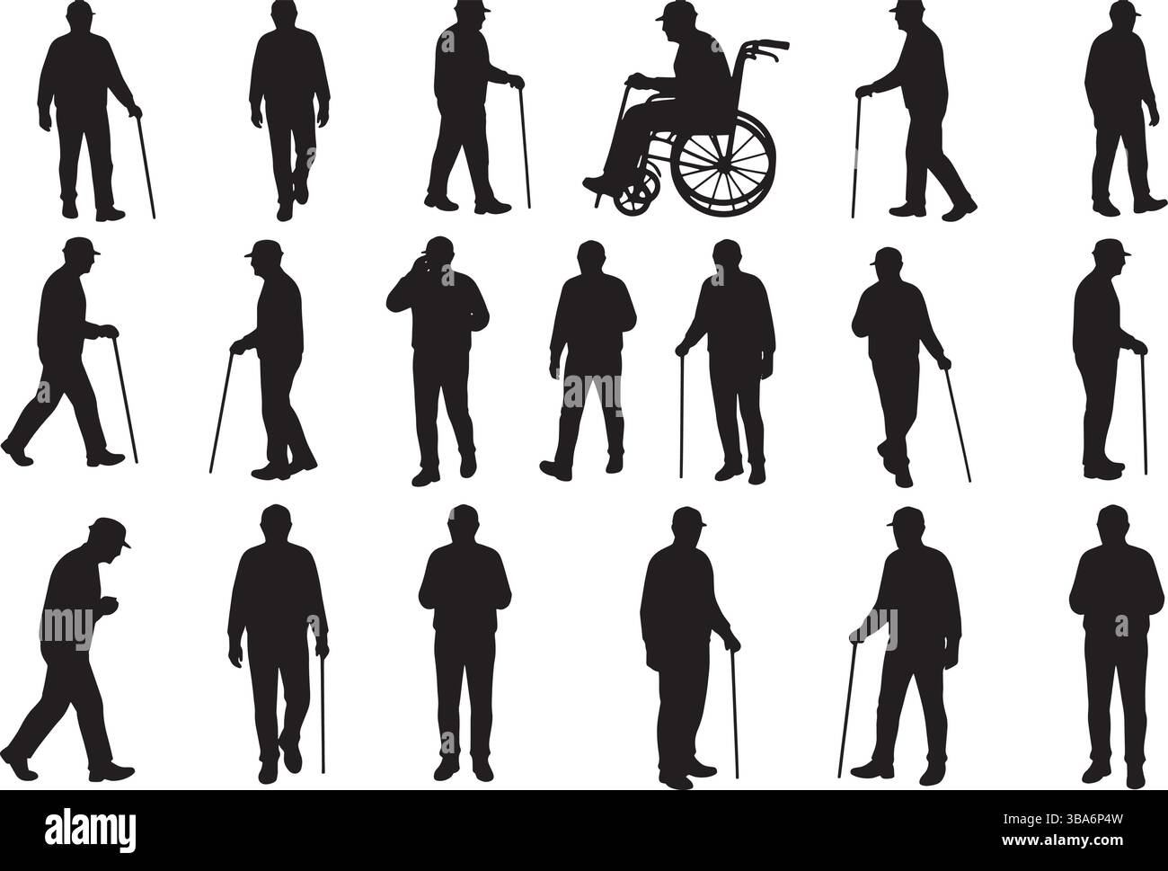 Una collezione di forme di silhouette nere con effetti pennellate testurizzate, tra cui diversi rettangoli, quadrati, cerchi, Illustrazione Vettoriale
