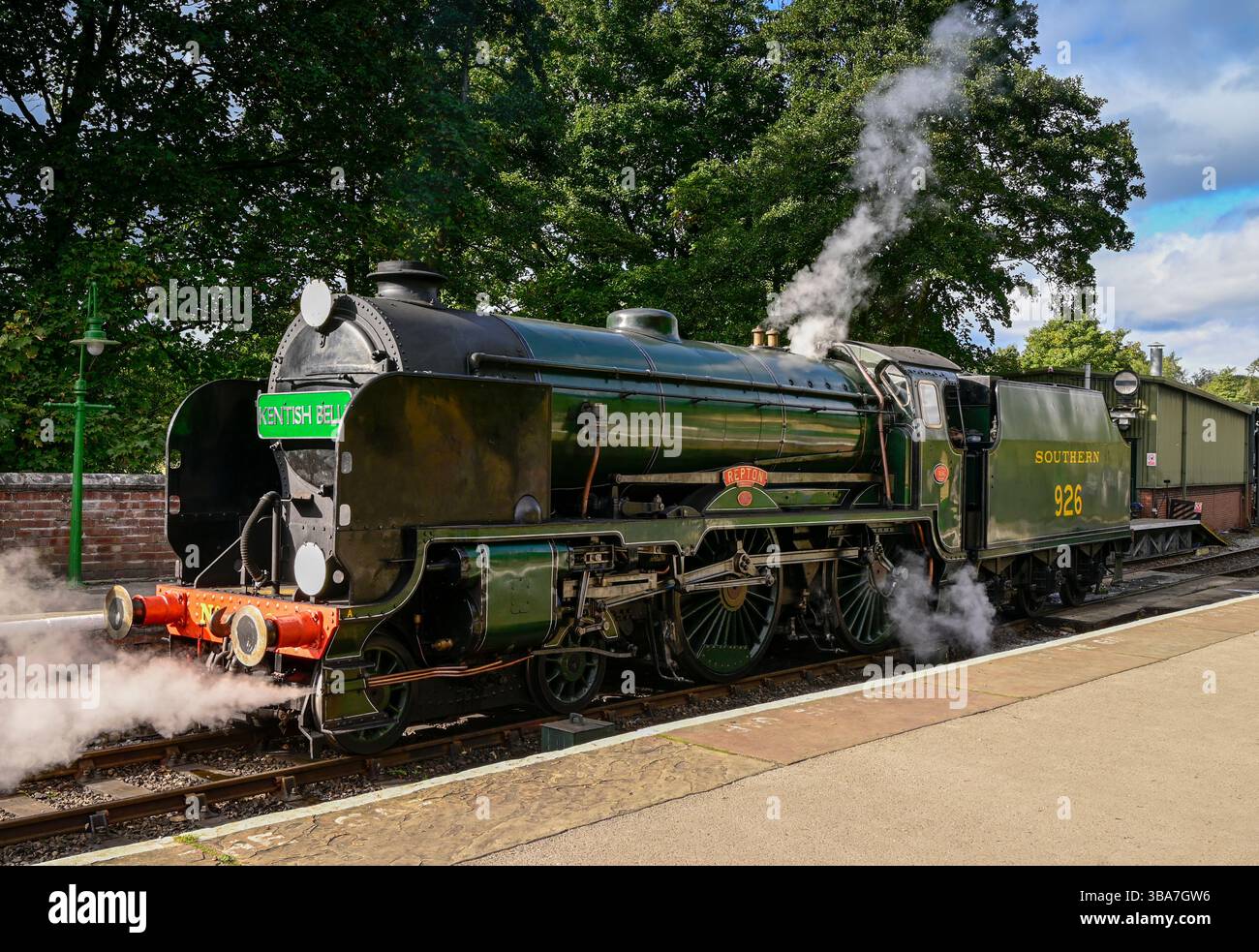 Il motore a vapore Repton nella stazione di Pickering durante il gala del vapore. Foto Stock