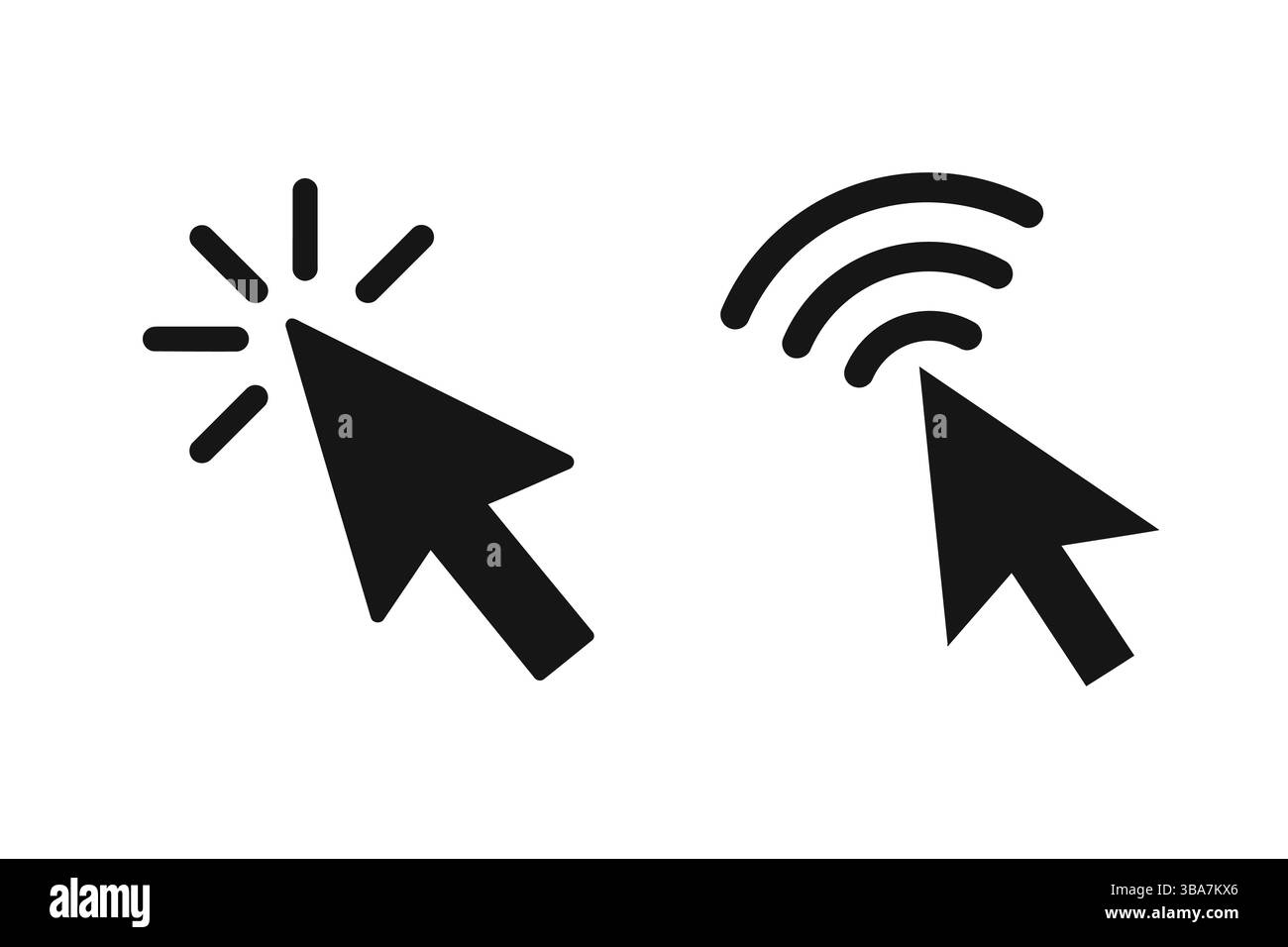 Set di icone del cursore, simboli del puntatore per la progettazione Web, elementi dell'interfaccia utente, grafica vettoriale Illustrazione Vettoriale