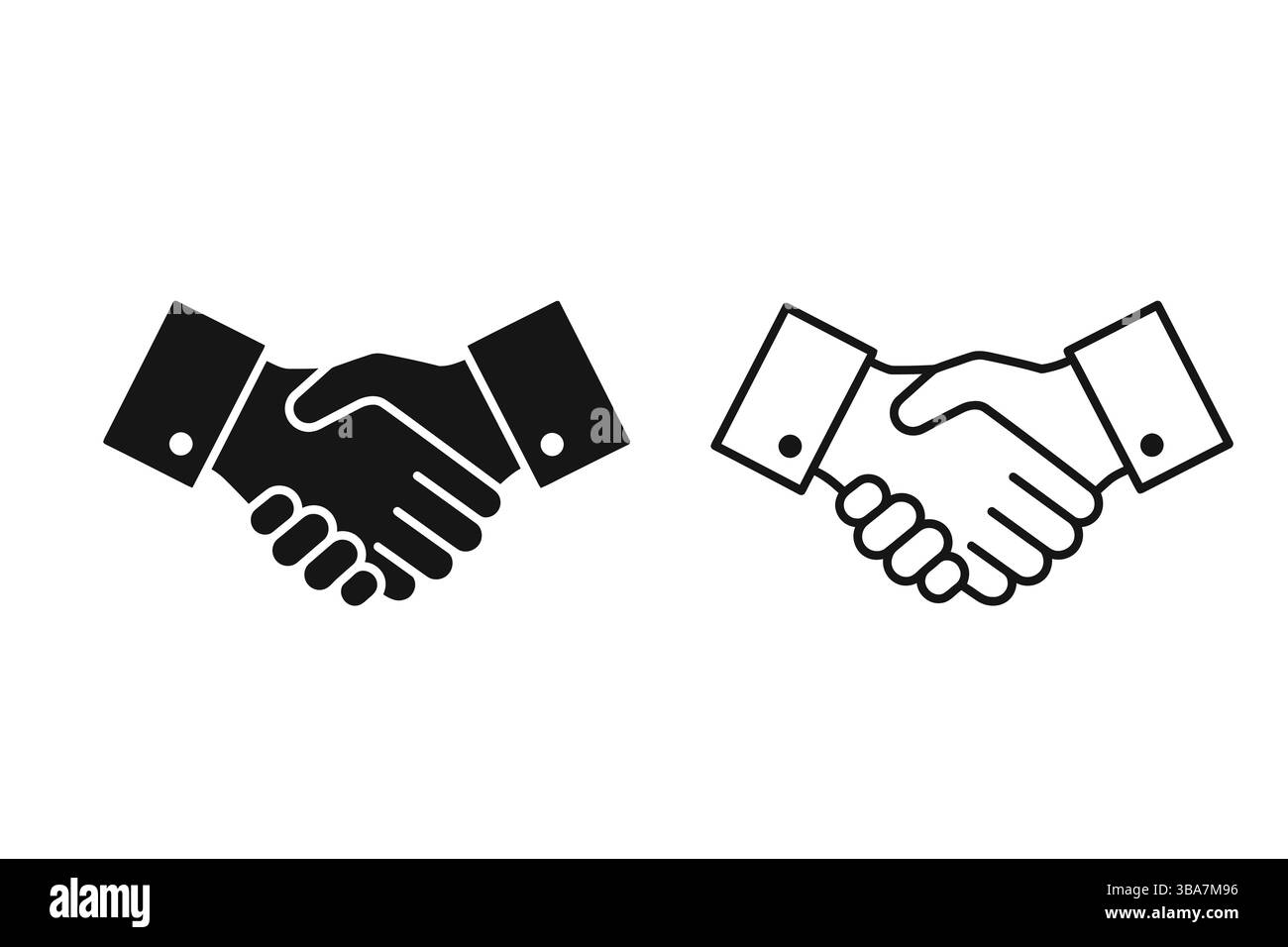 Set di icone handshake, illustrazione vettoriale, accordo commerciale, accordo di partnership Illustrazione Vettoriale